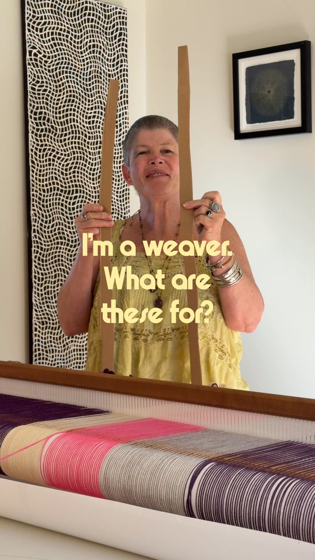 Woohoo! You’ve found my space here where you can see some of my experience and grab some tips and ideas and use for your next projects. 

I use a very simple rigid heddle loom, and combine that with a lifetime of experience as an artist, creative and weaver.

This is a very simple tip to use just 2 cardboard strips as a header. I see some weavers use heaps more, but as you can see, two is perfectly adequate; followed by a small section of woven header in a contrasting colour than my woven piece. You’ll see why, in a later reel. 

Follow along to see the next step where I show the most important Hemstitching!